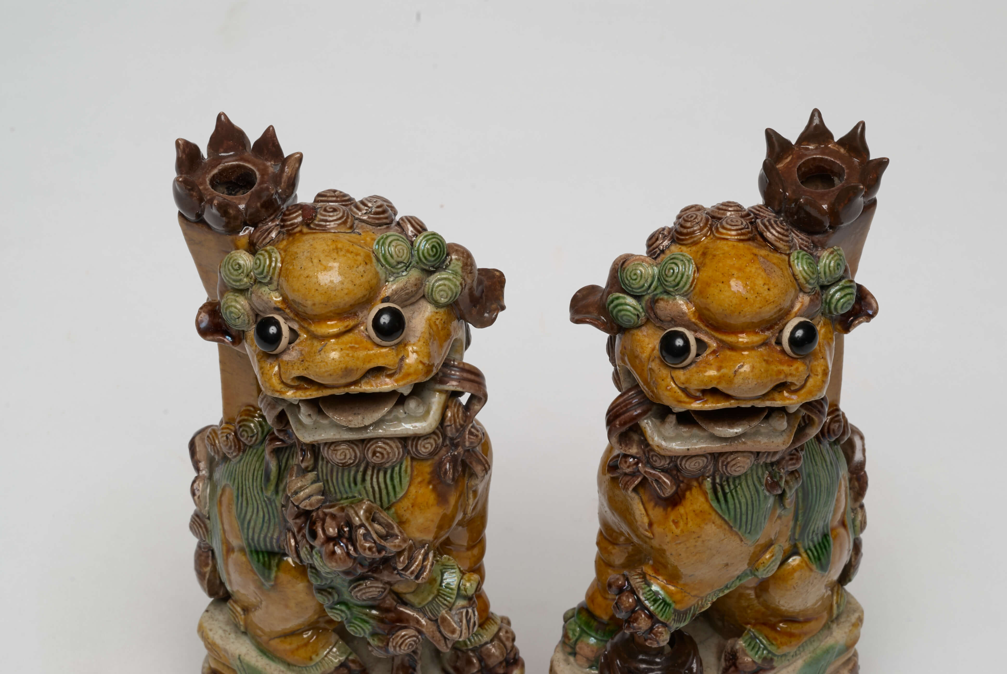 Chinese Enamel on Biscuit Porcelain Pair of Fo Dogs from the Kangxi period