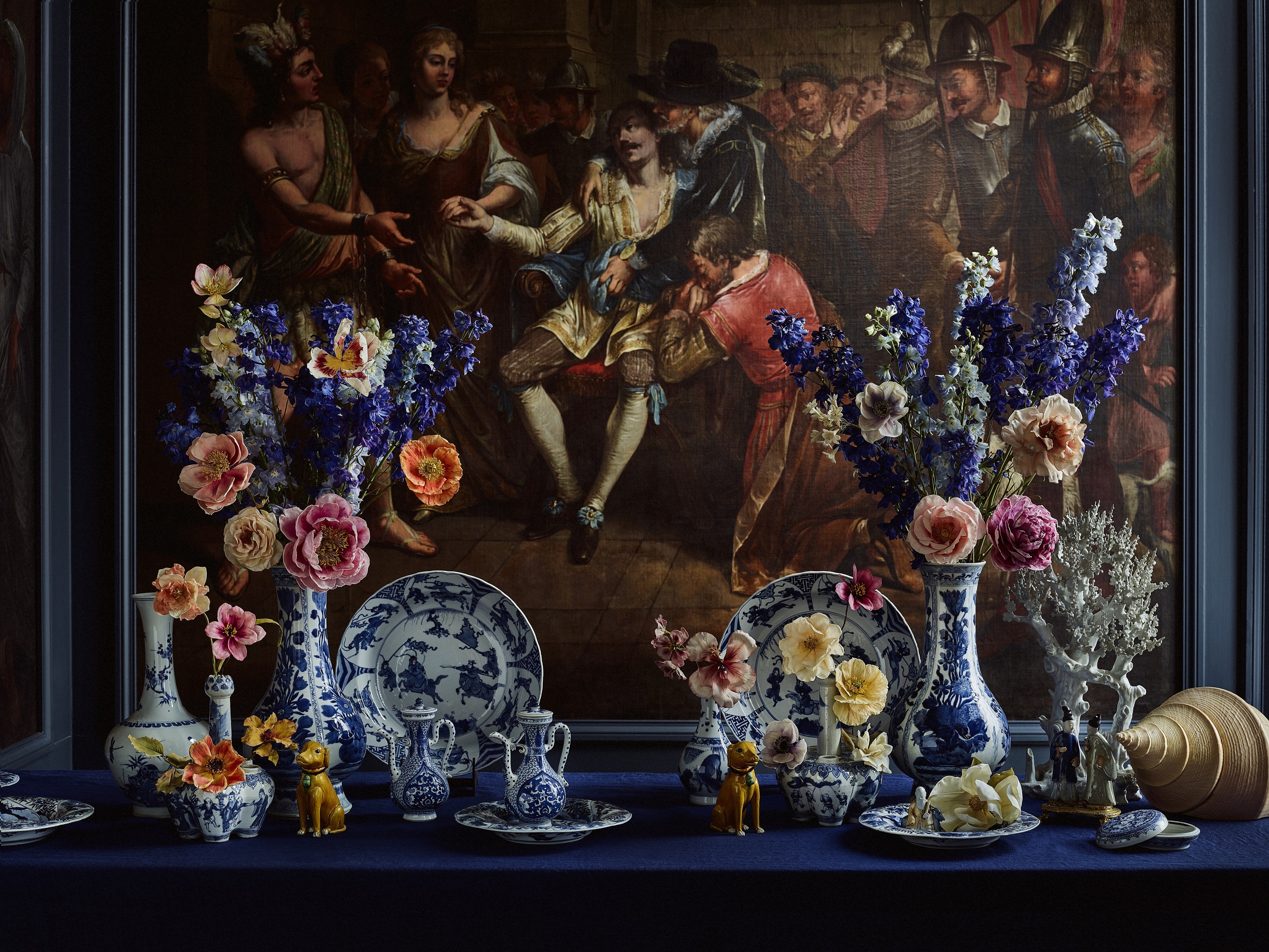parc broekhuizen, table scape, blue white, porcelain