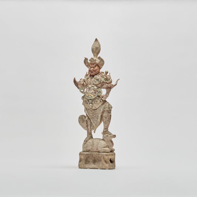 chinese pottery tomb guardian or Lokapala from the tang dynasty