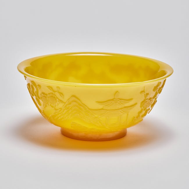 Chinese Works of Art Yellow Glass Bowl 19th century