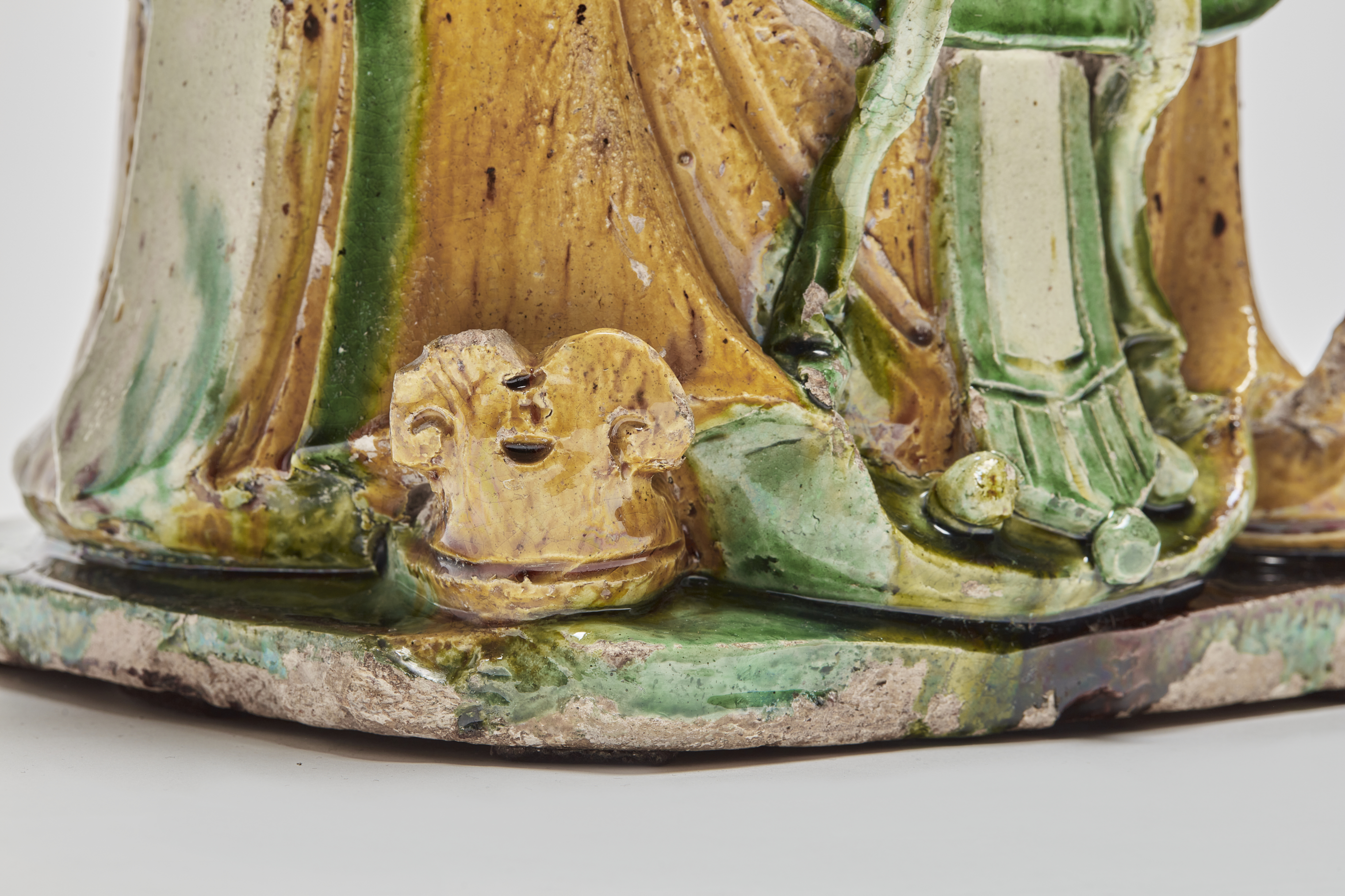 Chinese Glazed Pottery Figure of Celestial Official feet detail