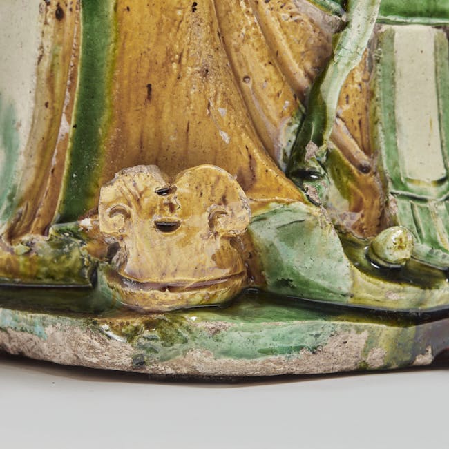 Chinese Glazed Pottery Figure of Celestial Official feet detail