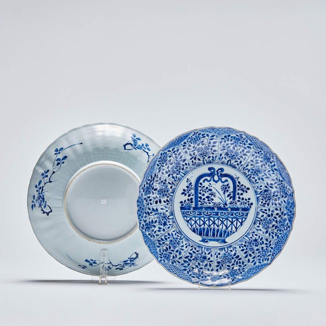 china, porcelain, plates, chargers, flowerbasket, kangxi period