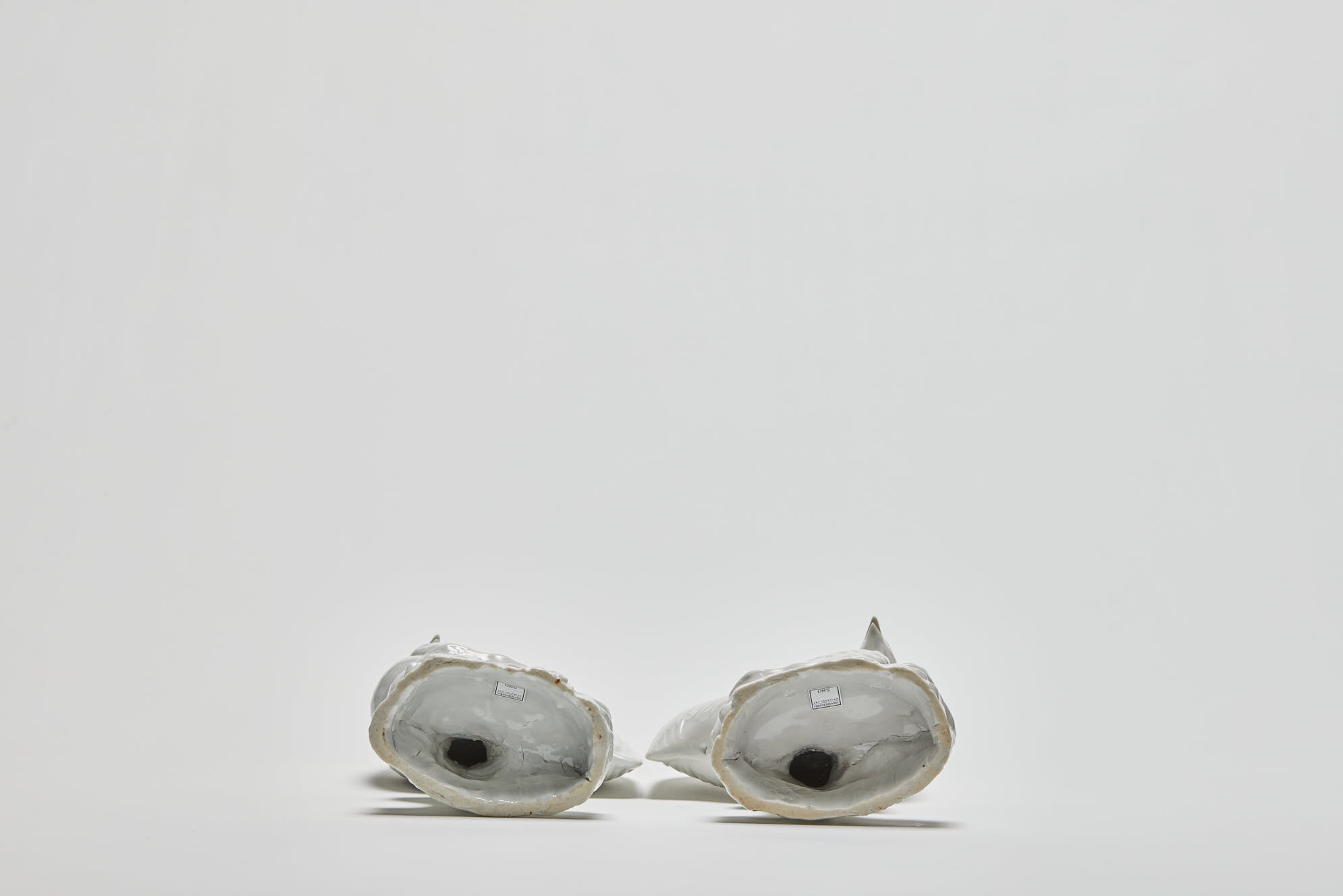 chinese blanc de chine porcelain cockerels underside