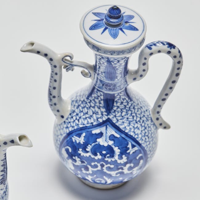 Chinese Blue and White Porcelain Pair of Ewers