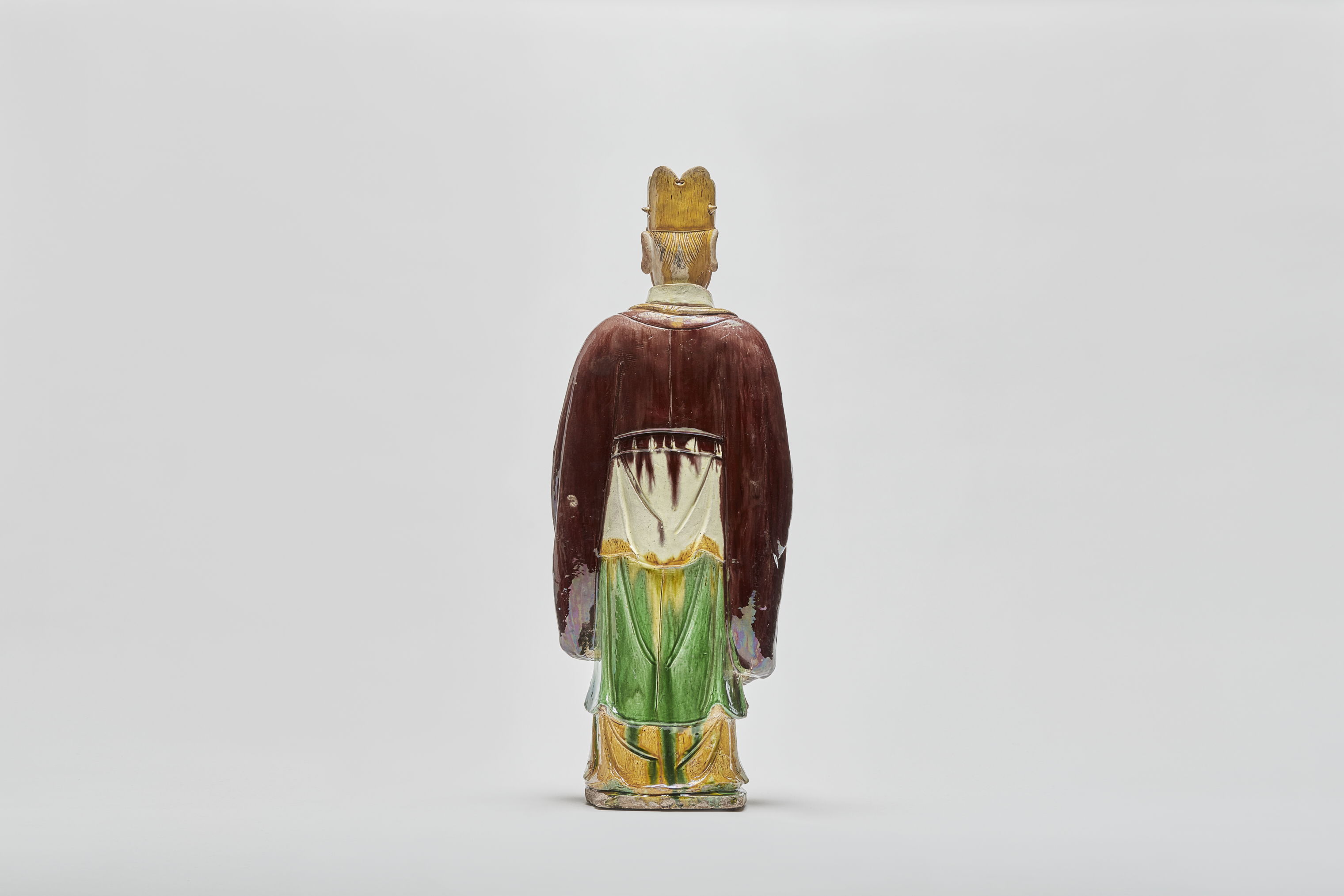 Chinese Glazed Pottery Figure of Celestial Official backside