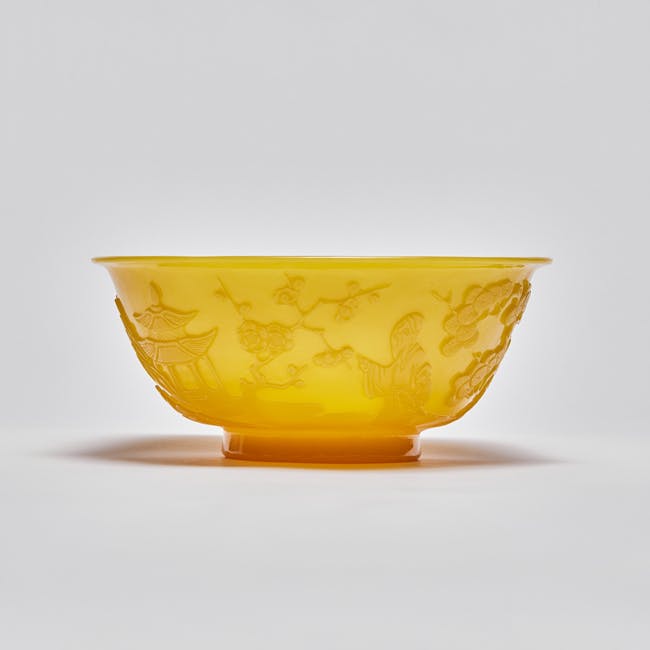 Chinese Works of Art Yellow Glass Bowl 19th century