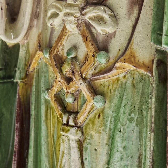 Chinese Glazed Pottery Figure of Celestial Official robe detail