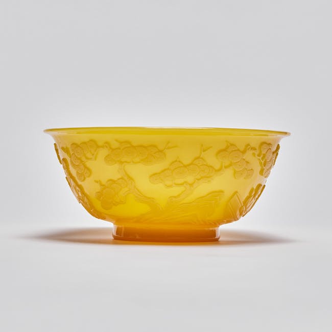 Chinese Works of Art Yellow Glass Bowl 19th century