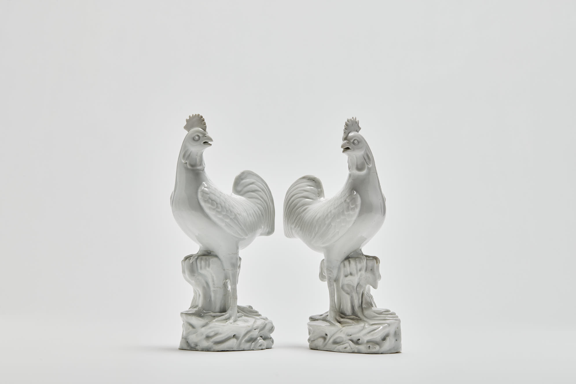 chinese blanc de chine porcelain cockerels