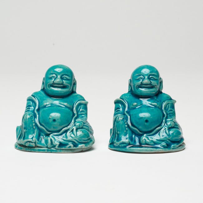 Chinese Coloured Porcelain Pair of Budai kangxi period