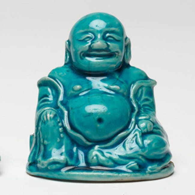 Chinese Coloured Porcelain Pair of Budai kangxi period solo