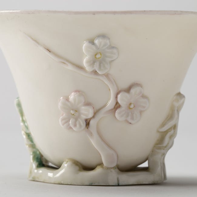 chinese blanc de chine porcelain magnolia blossom detail