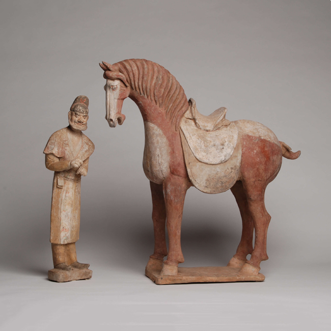 Chinese Pottery Horse and Groom from the Tang Dynasty