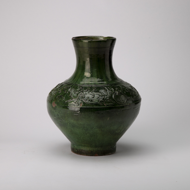 Pottery Green Glazed Vase from the Han dynasty