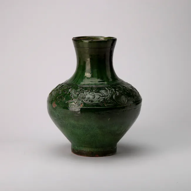 Pottery Green Glazed Vase from the Han dynasty