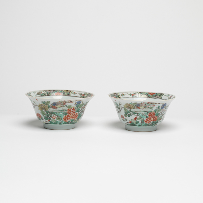 pair of chinese famille verte porcelain bowls from, the kangxi period