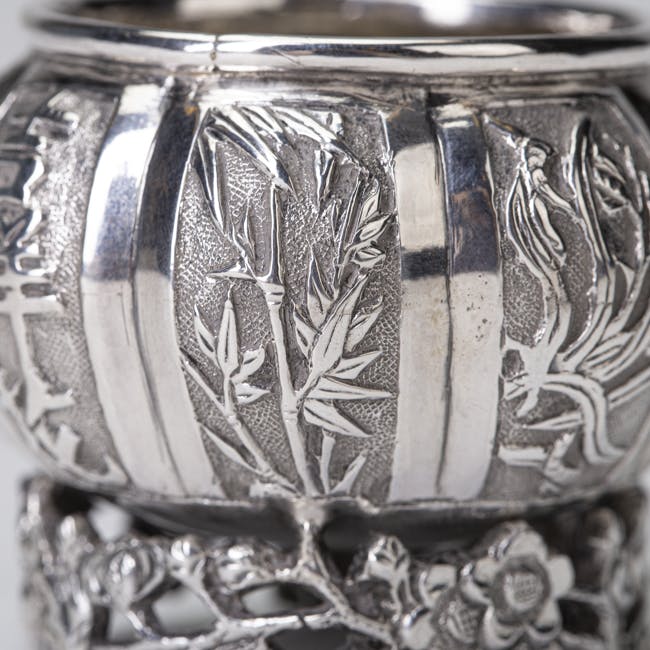 Chinese Silver Salt with Spoon from the 19th century