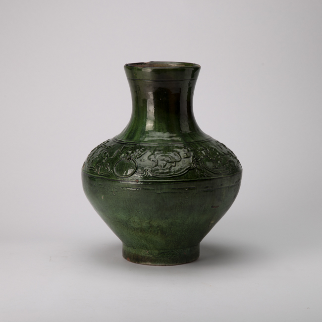 Pottery Green Glazed Vase from the Han dynasty
