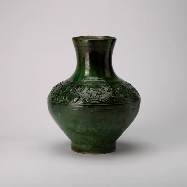 Pottery Green Glazed Vase from the Han dynasty