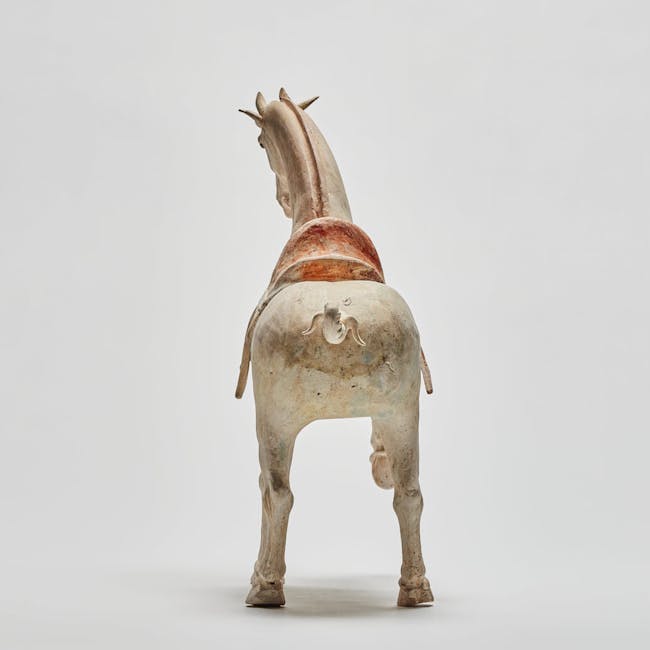 Chinese pottery prancing horse from the Tang dynasty backside