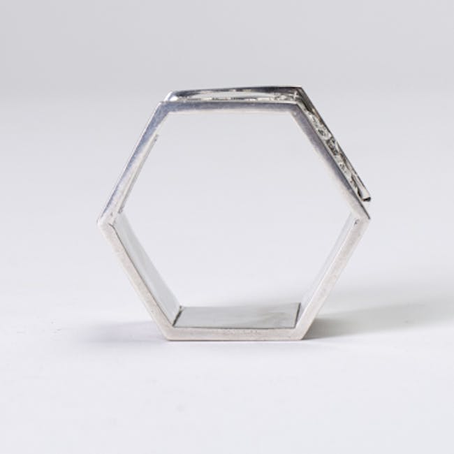 Chinese Export Silver Hexagonal Napkin Ring shape