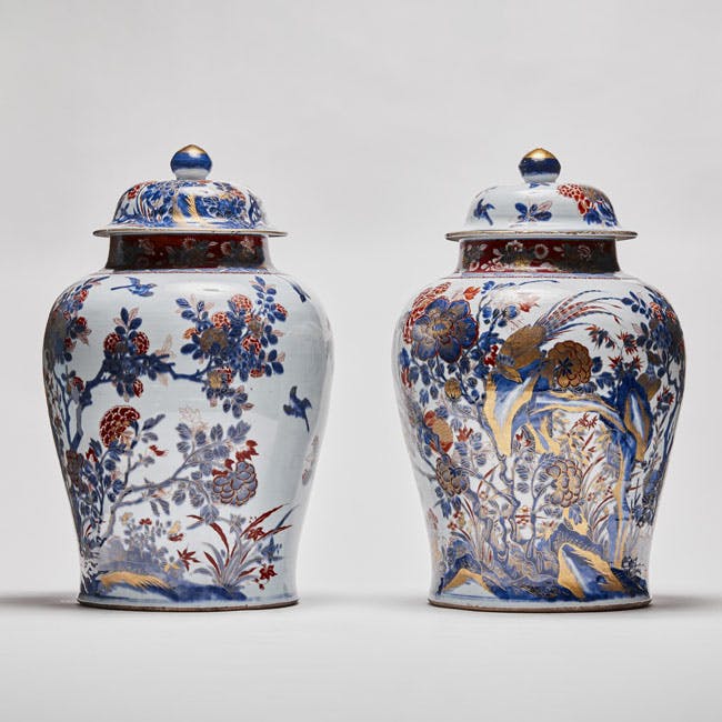 chinese imari porcelain jars with covers