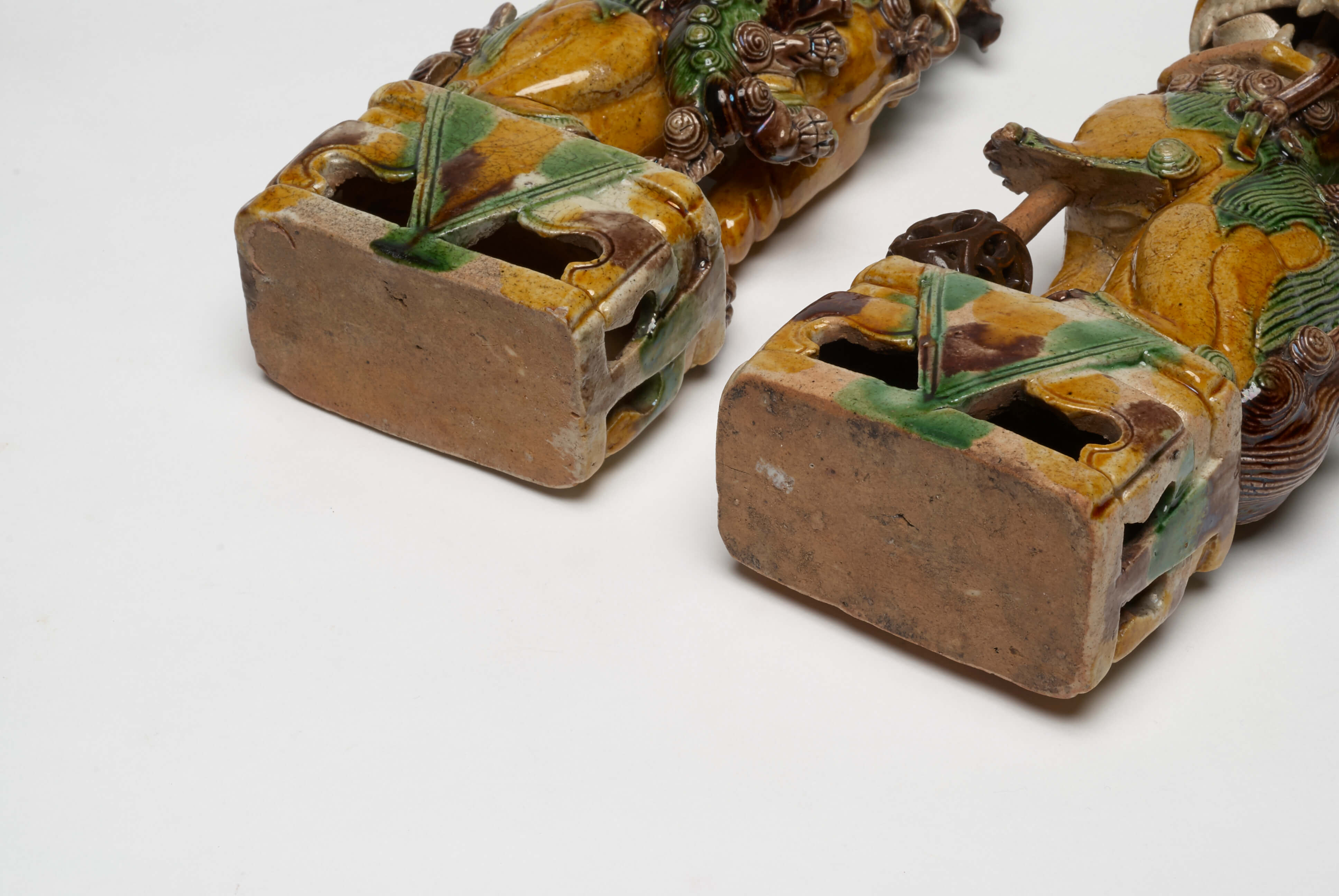 Chinese Enamel on Biscuit Porcelain Pair of Fo Dogs from the Kangxi period