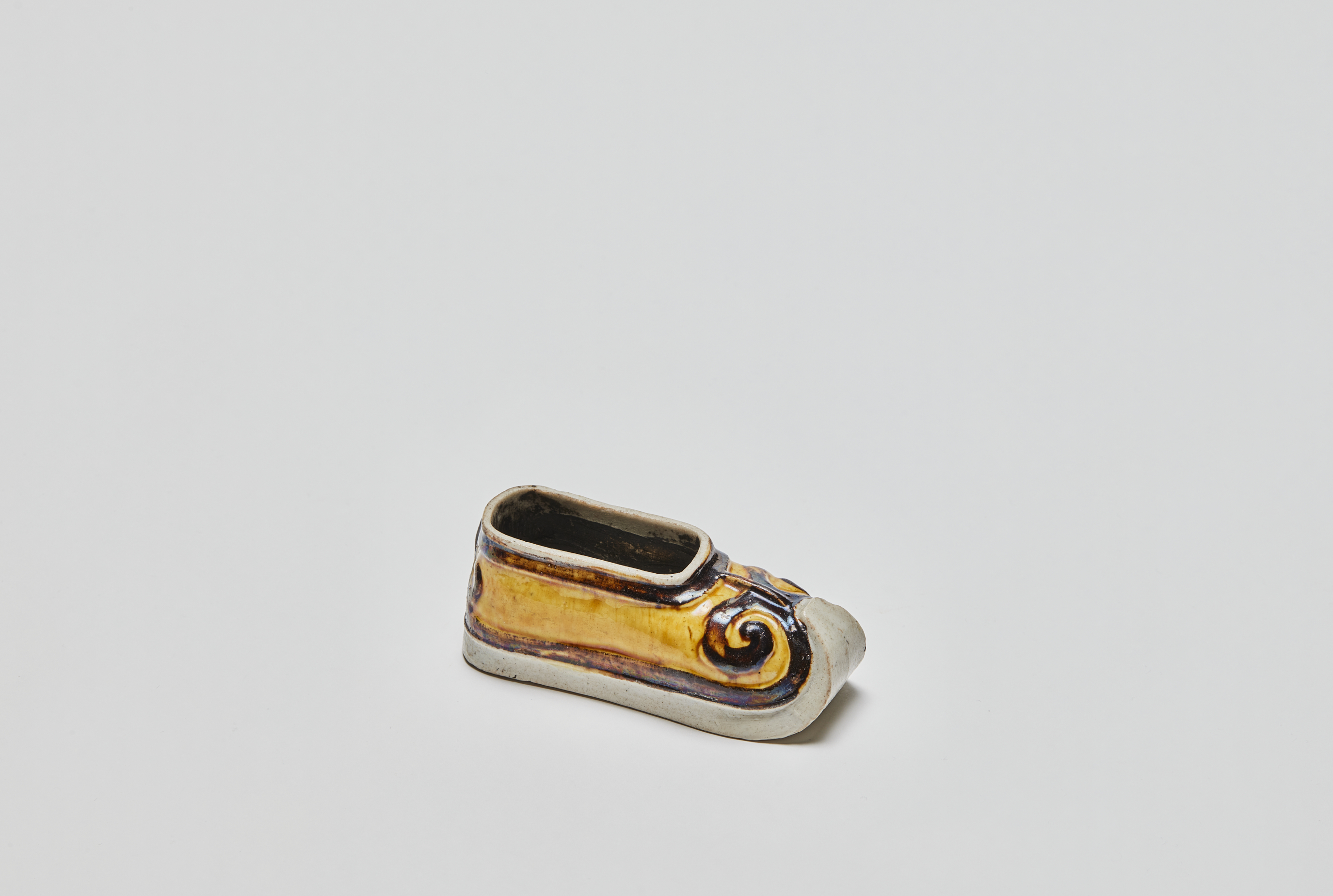 chinese enamel on biscuit model of yellow shoe