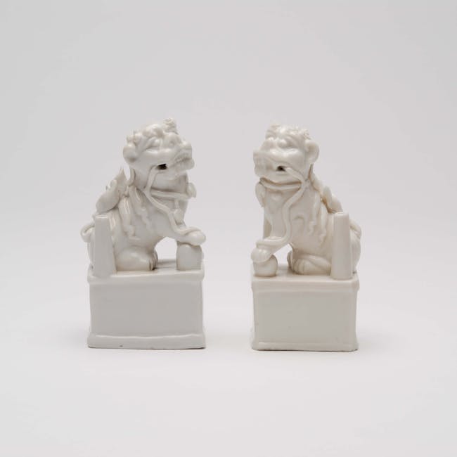 Chinese Blanc de Chine Porcelain pair of Fo Dogs from the Kangxi period