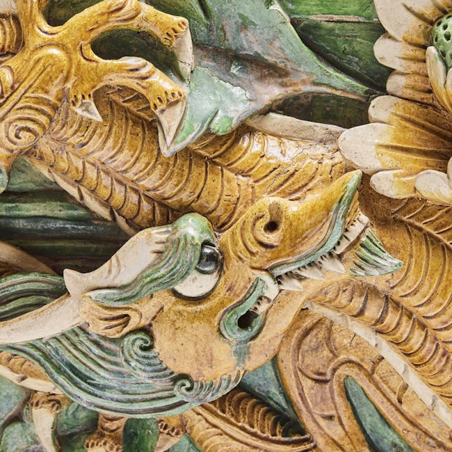 pottery dragon panel head