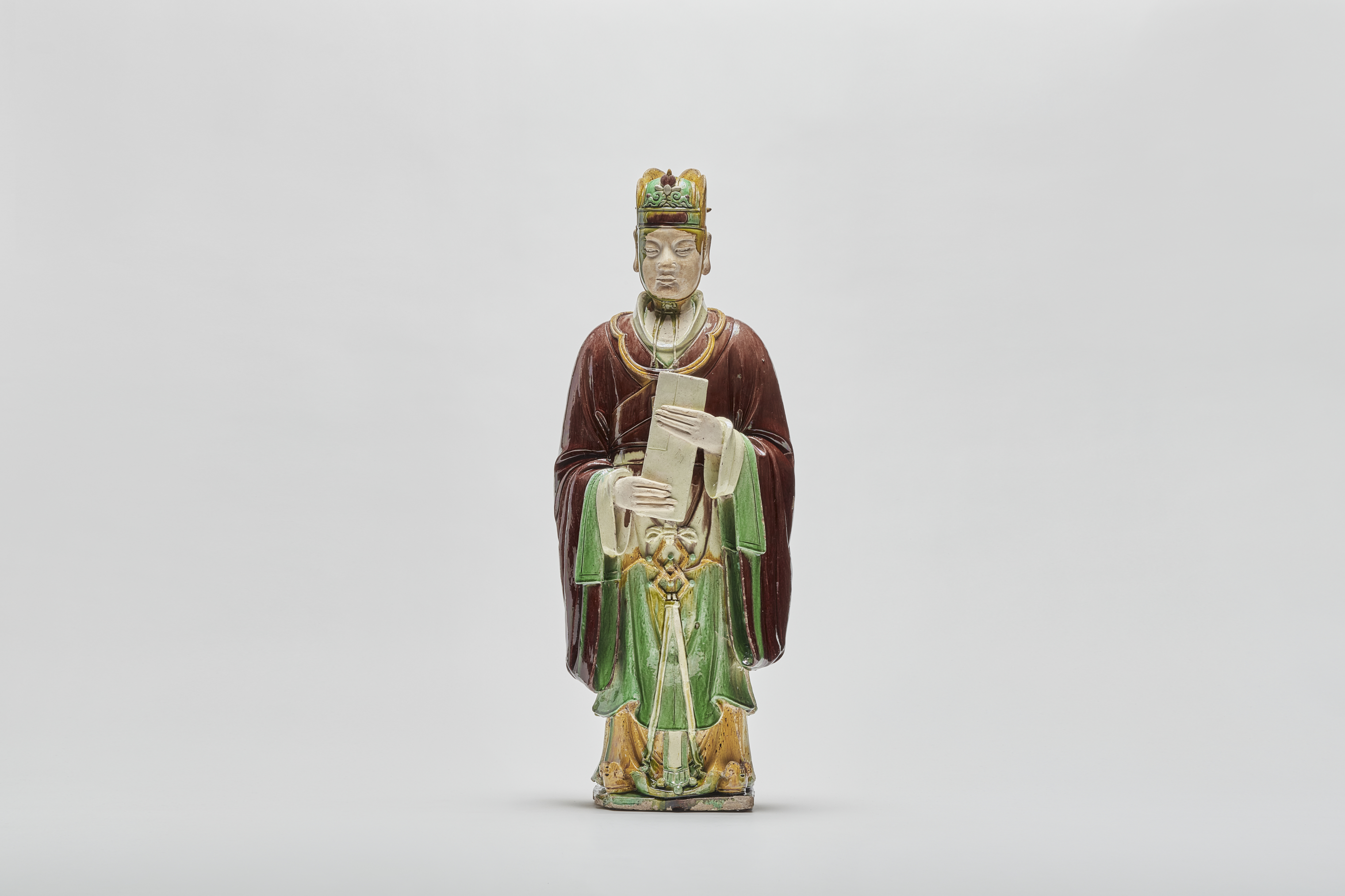 Chinese Glazed Pottery Figure of Celestial Official front view