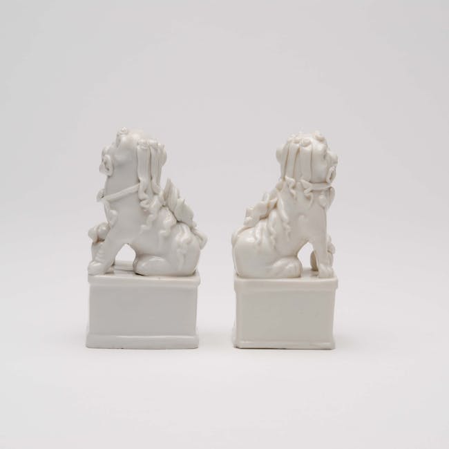 Chinese Blanc de Chine Porcelain pair of Fo Dogs from the Kangxi period