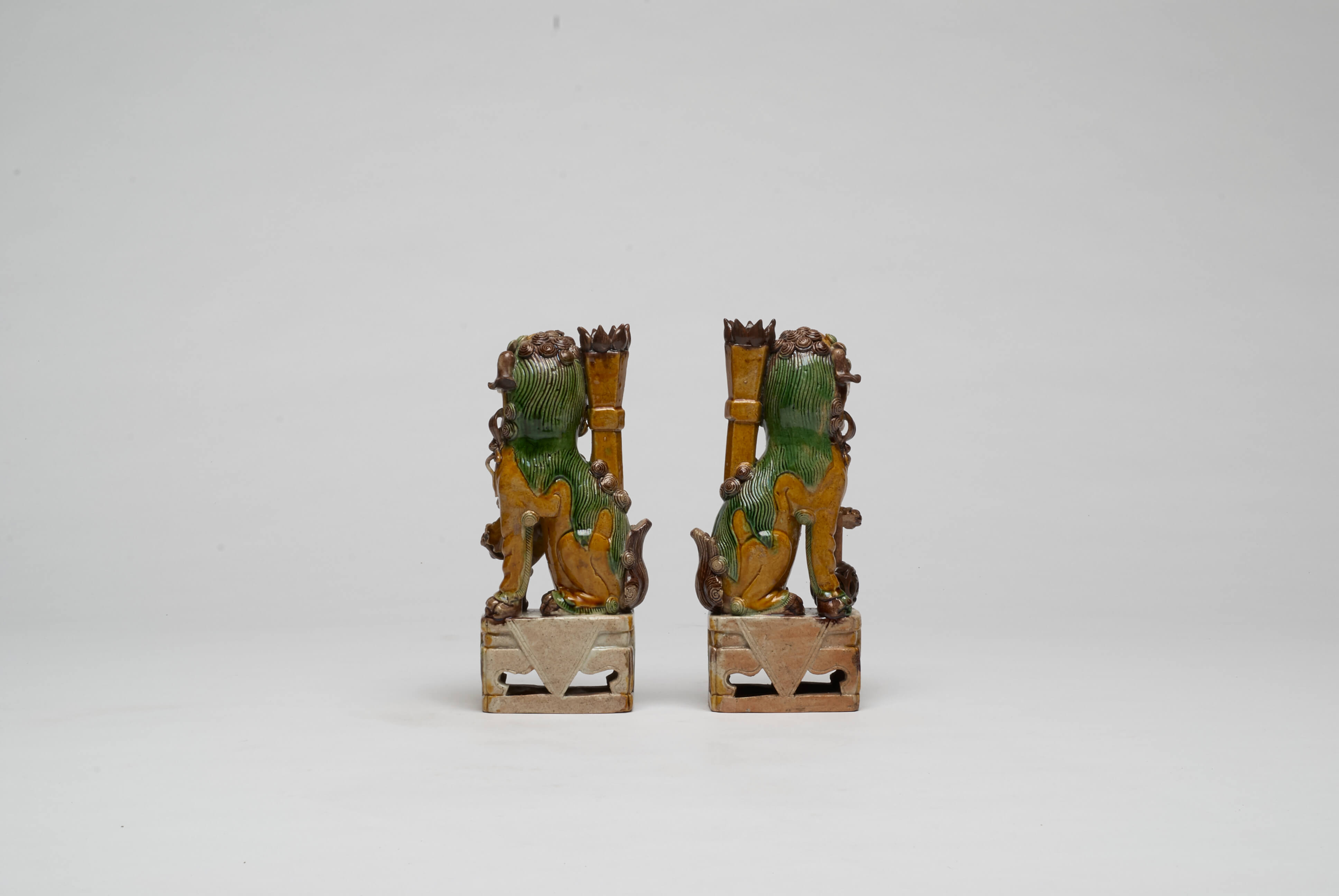 Chinese Enamel on Biscuit Porcelain Pair of Fo Dogs from the Kangxi period