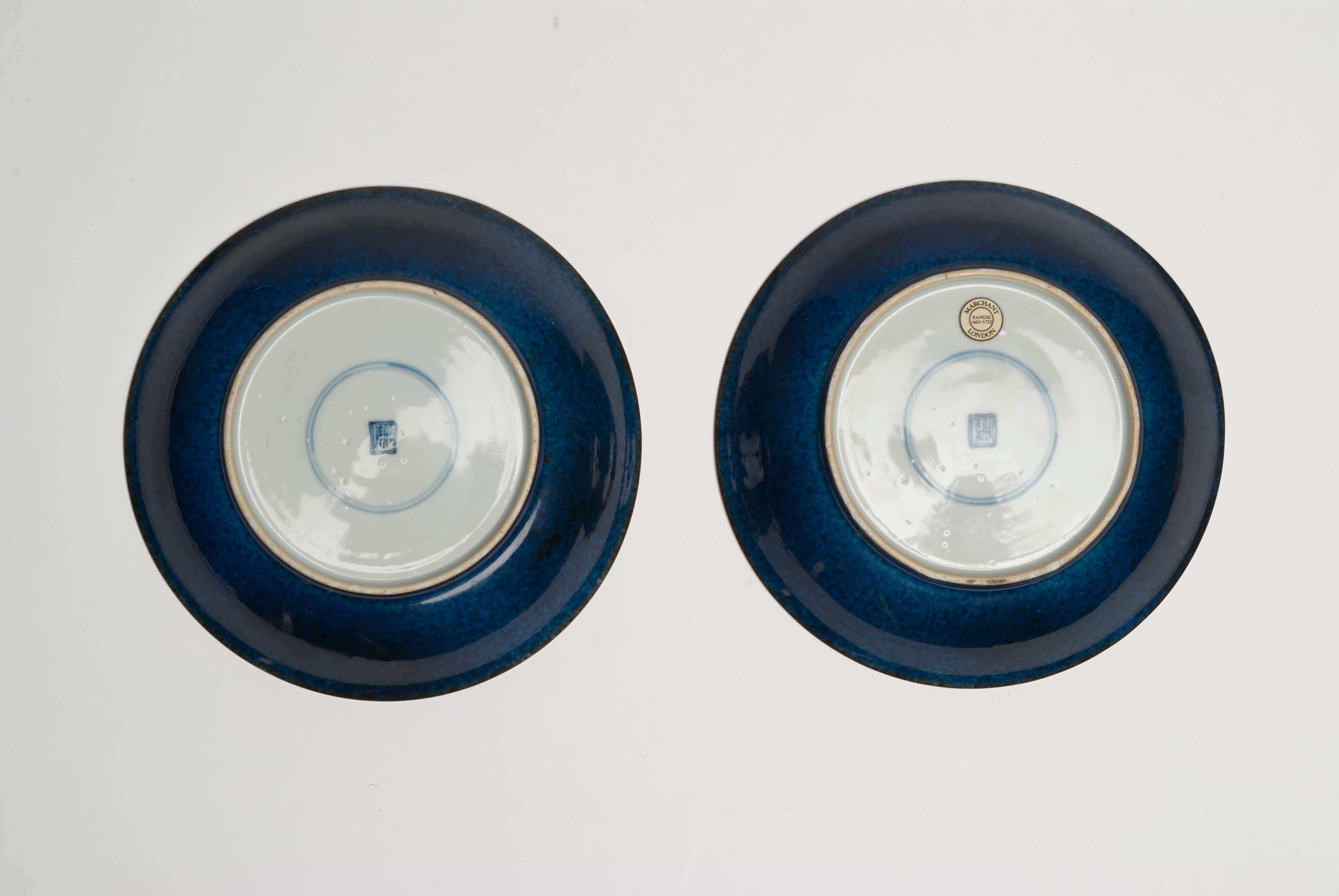 Pair of Chinese Porcelain Powder Blue Plates from the Kangxi period