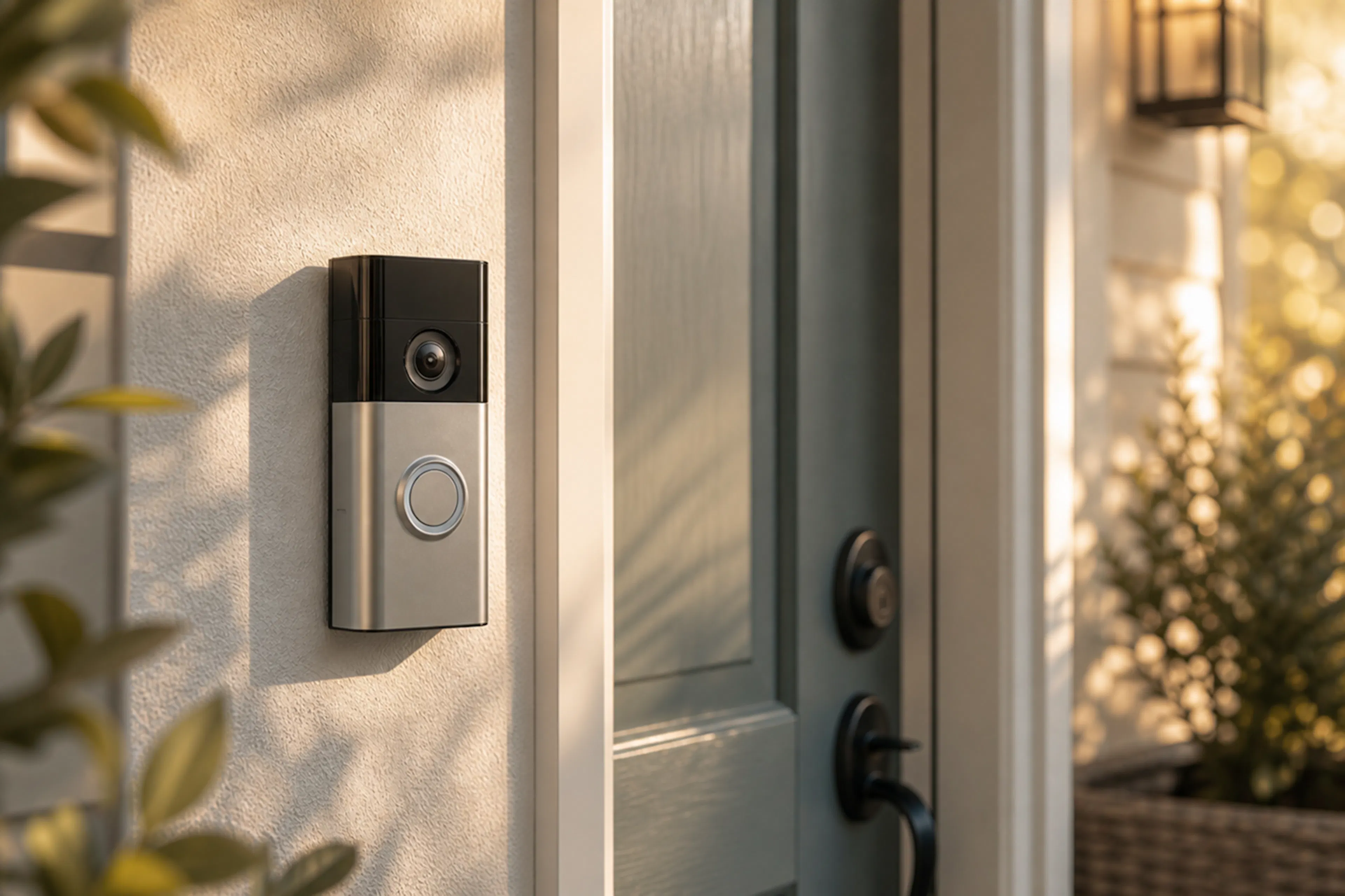 Ring doorbell on a front door