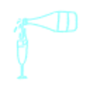 Icono de una botella de champagne sirviendo su contenido