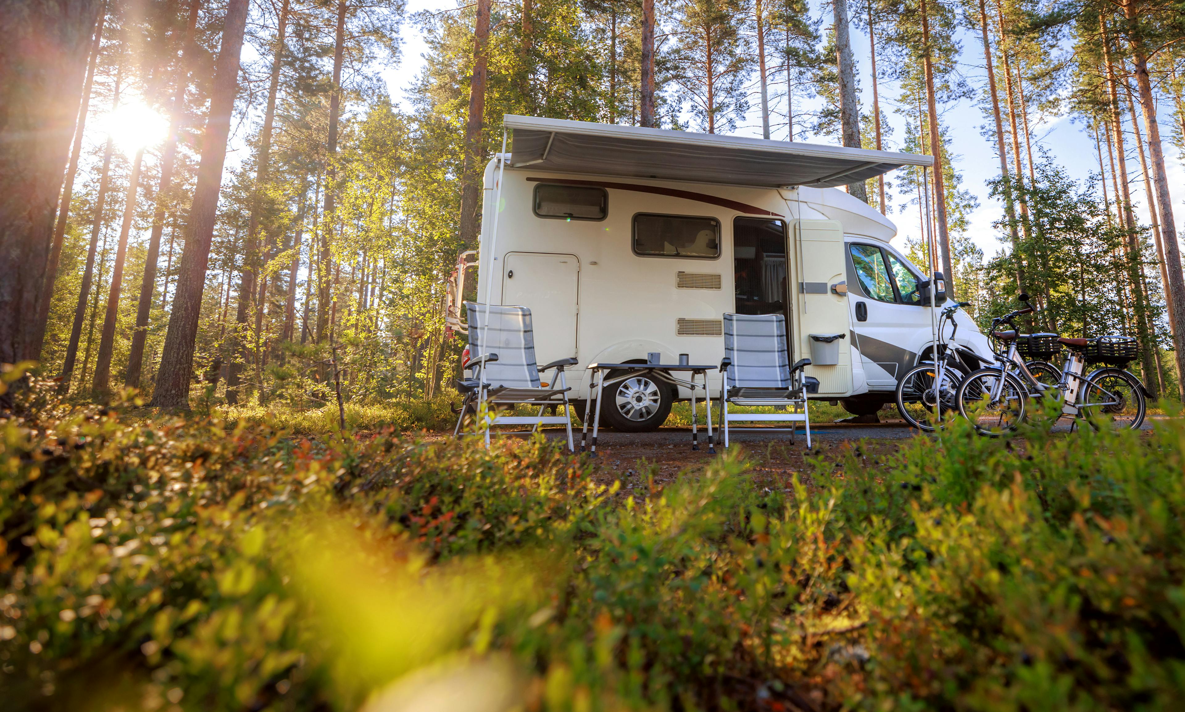 Family vacation travel rv holiday trip in motorhome