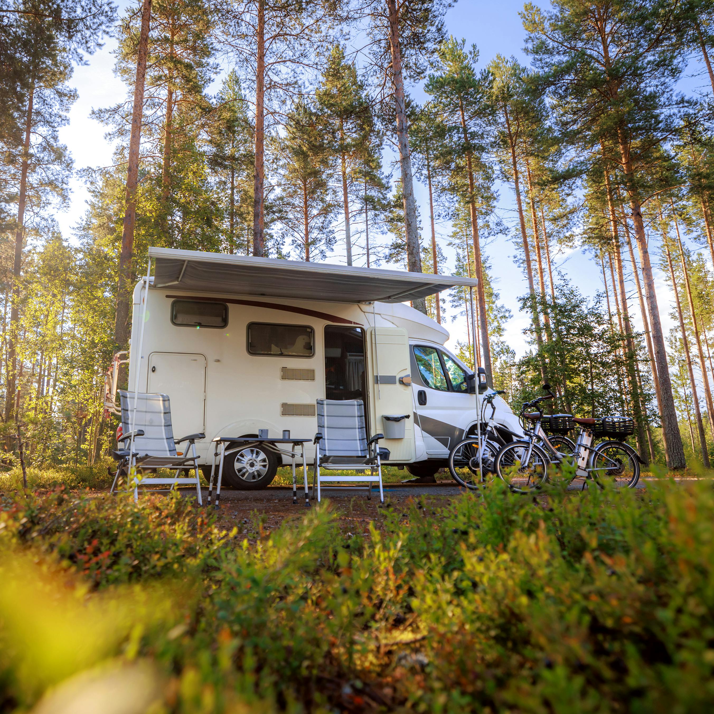 Family vacation travel rv holiday trip in motorhome