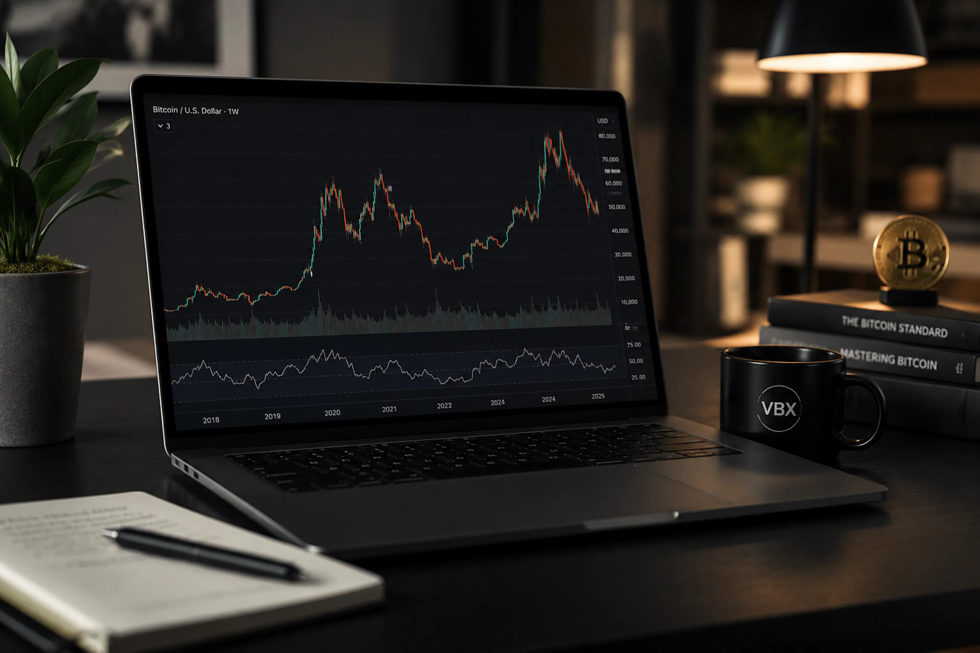 Bitcoin market chart illustrating peak-to-bottom cycle timing in 2026