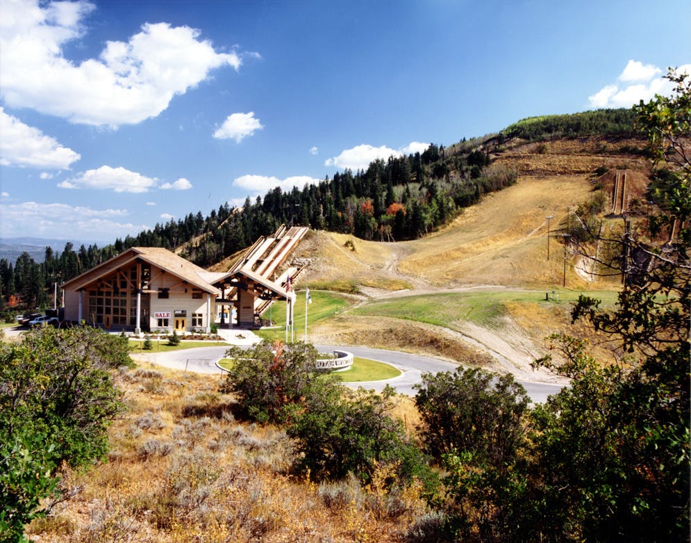 Exterior shot of the Utah Olympic Park Building in Autumn.