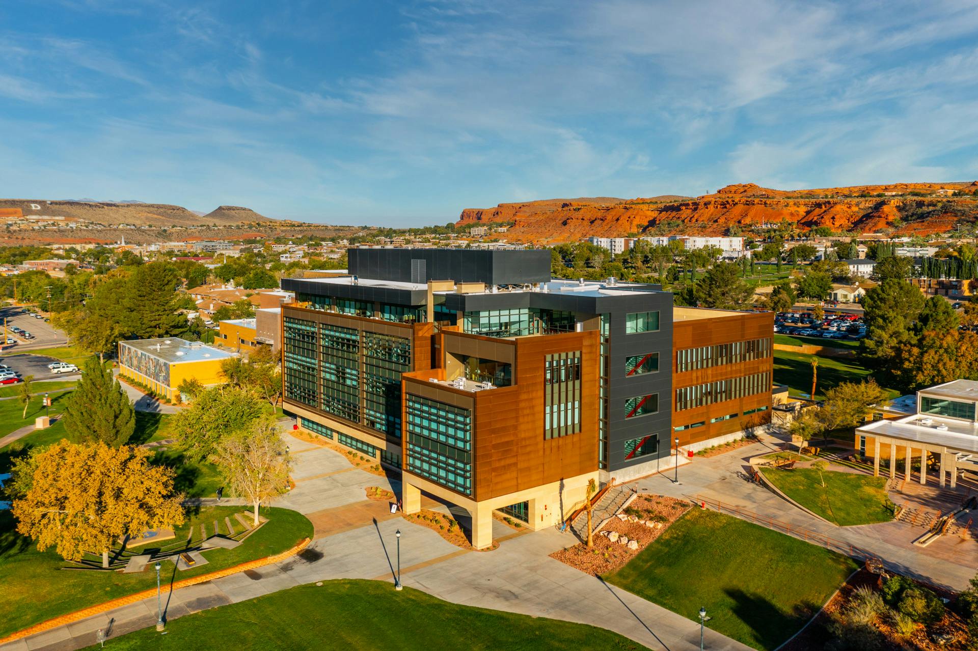 Aerial photo of the building