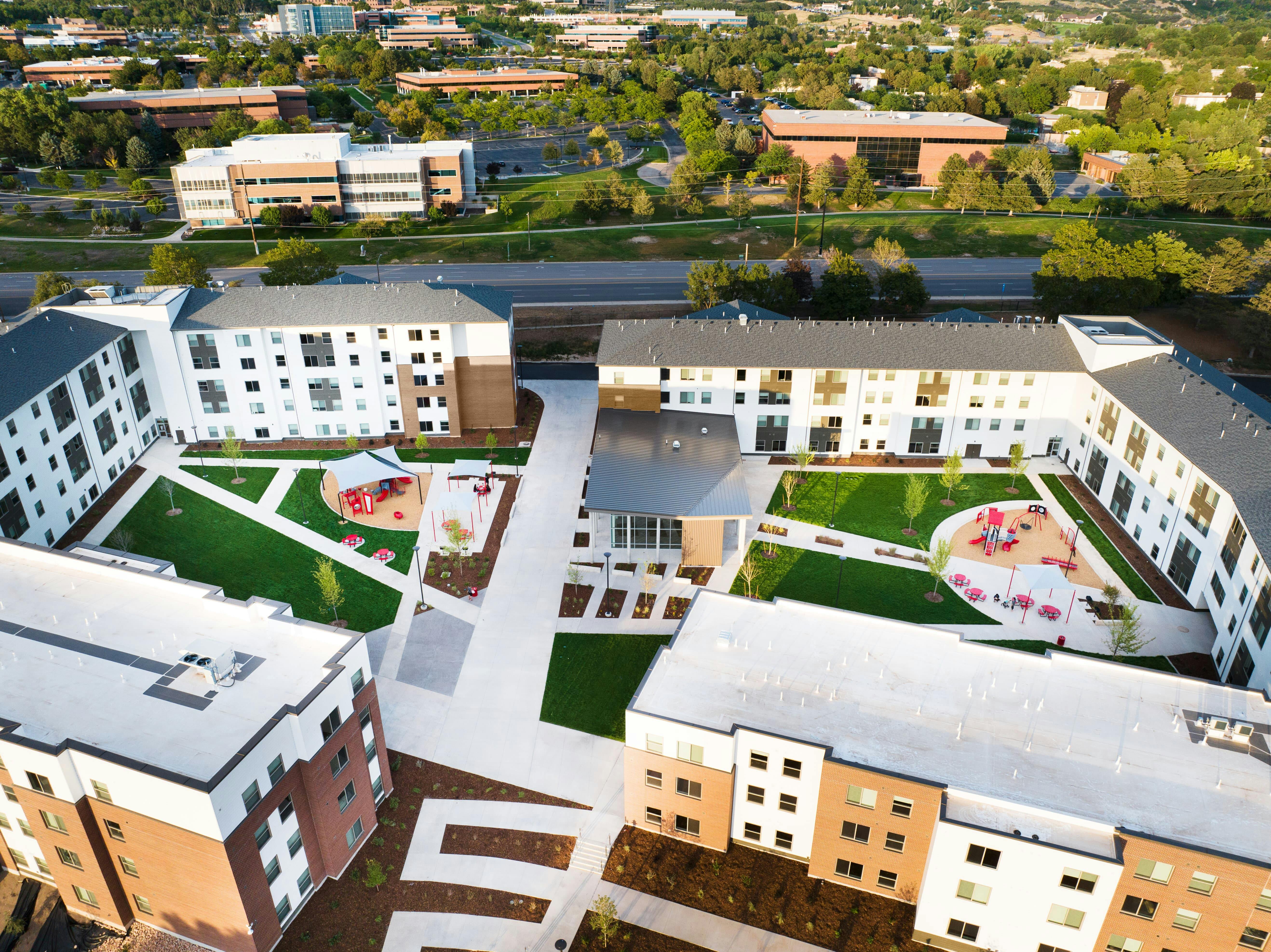 West Village Housing with central grounds