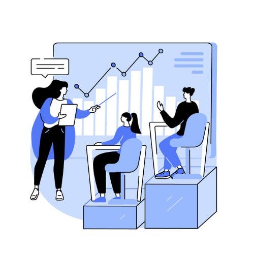 Lesgever toont een pad aan twee cursisten