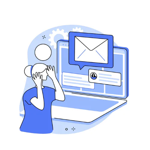 Persoon kijkt naar laptop met verschillende communicatiemogelijkheden