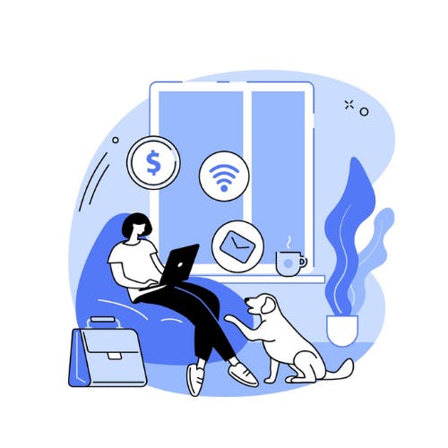 Persoon werkt in zetel op laptop