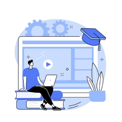 Cursist kijkt naar een scherm met een video