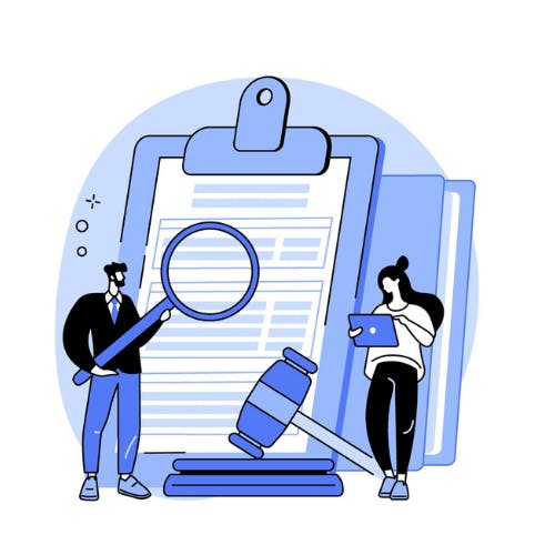 Twee personen bekijken wetgeving