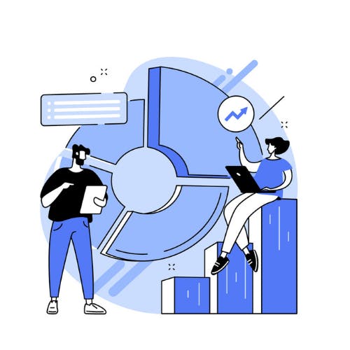 Twee personen bekijken een grafiek