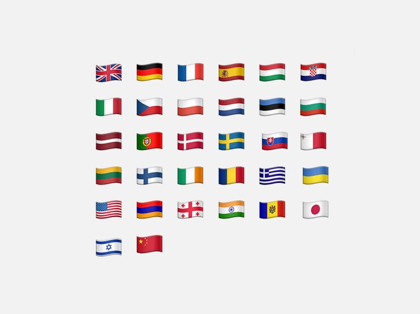 In the picture - flags of 32 countries